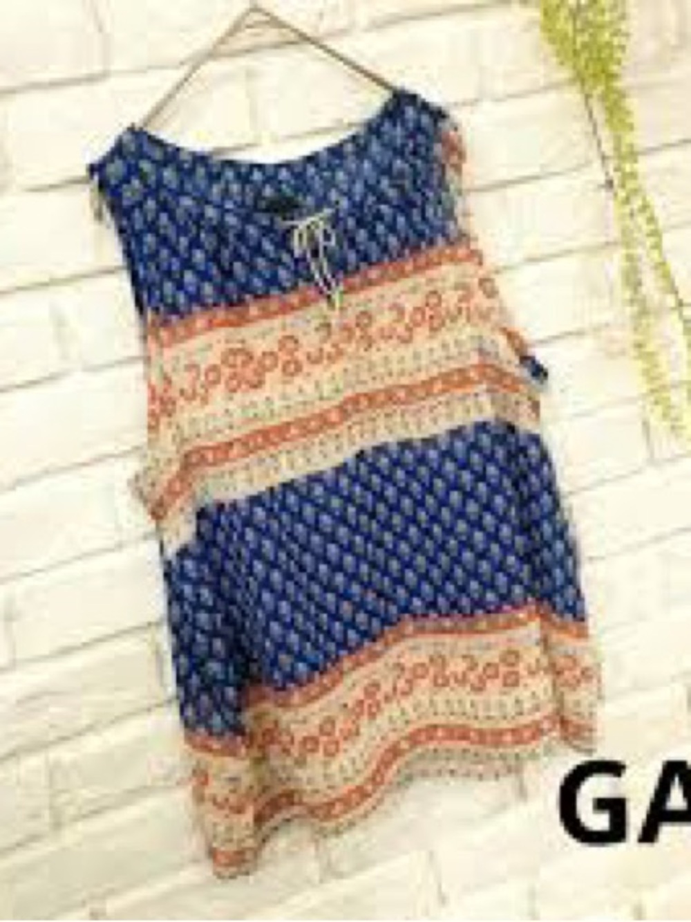 Gap Boho Print Sleeveless Top - Blue & Cream